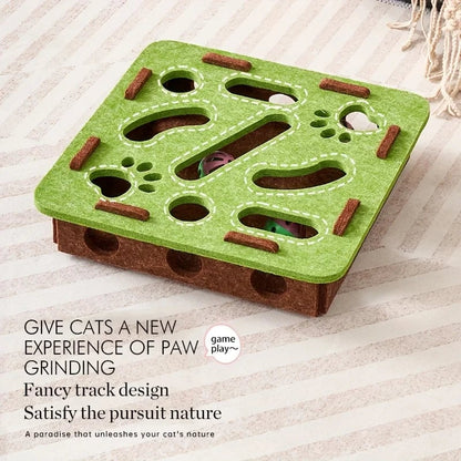 Interactive Cat Puzzle Toy - Felt Box Maze Tunnel with Bell Ball
