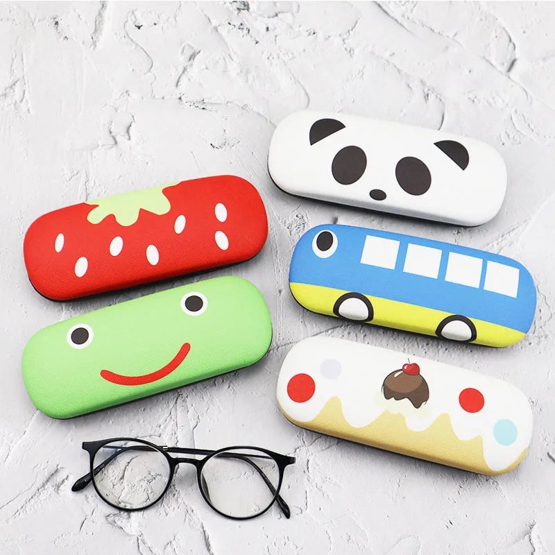 Hard Panda Kids Glasses Case with Cleaning Cloth - Portable Myopia