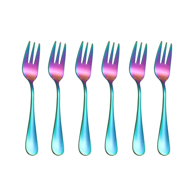 6-Piece Stainless Steel Fruit Dessert Forks Small Cutlery Set