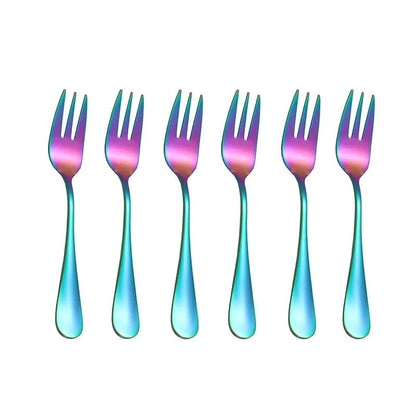 6-Piece Stainless Steel Fruit Dessert Forks Small Cutlery Set