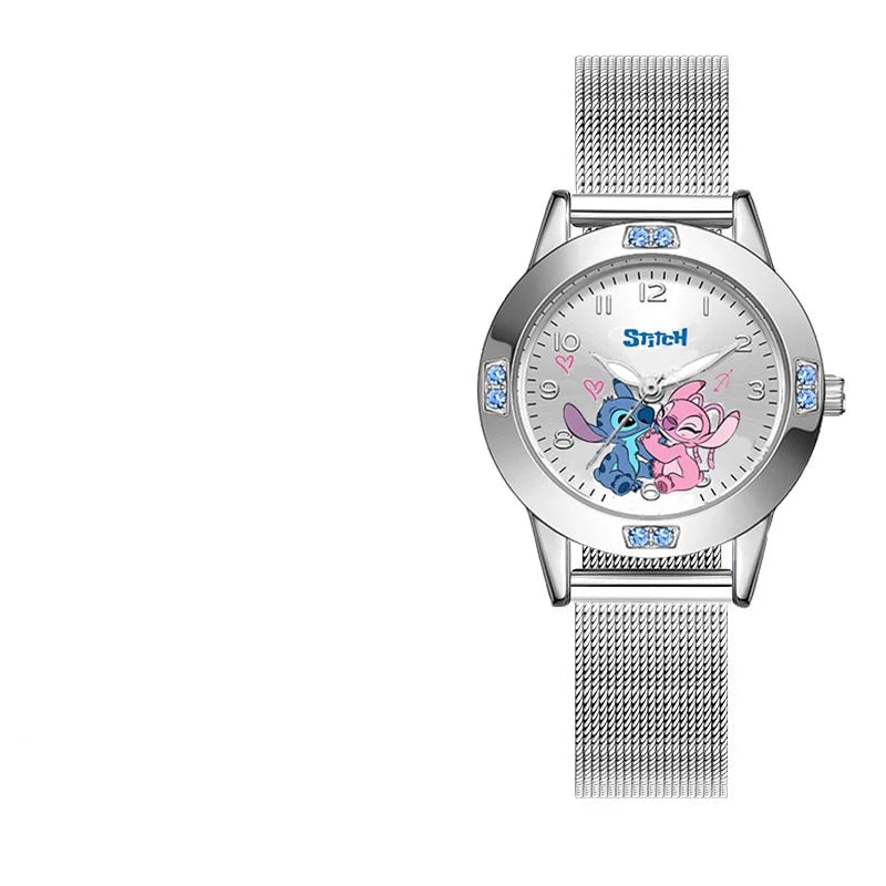 Disney Stitch Diamond Quartz Watch - Leather & Steel Band Women's Gift