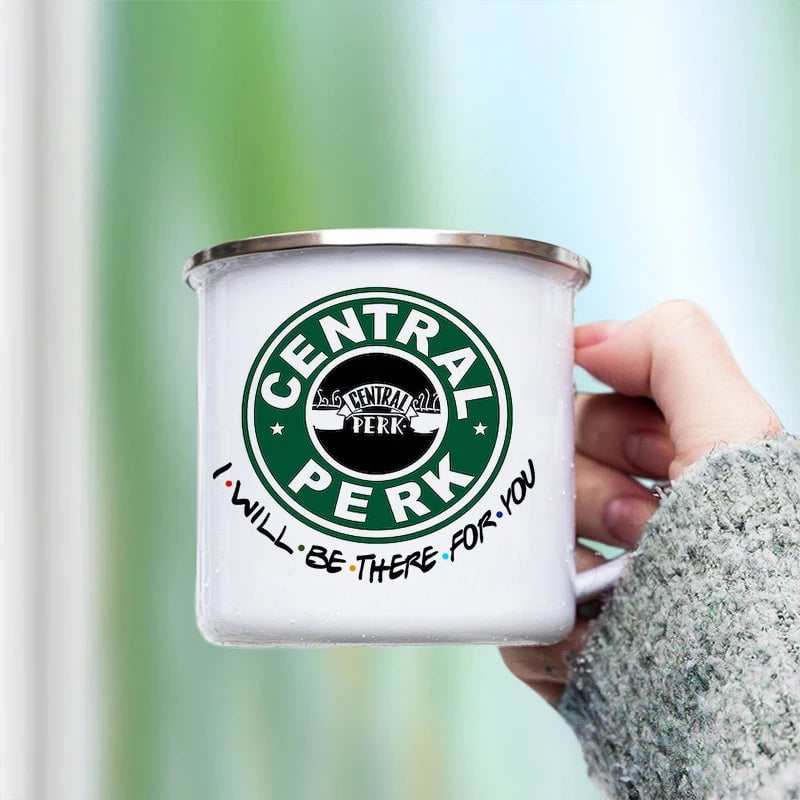 Personalised 11oz Enamel Central Perk Friends TV Show Coffee Mug