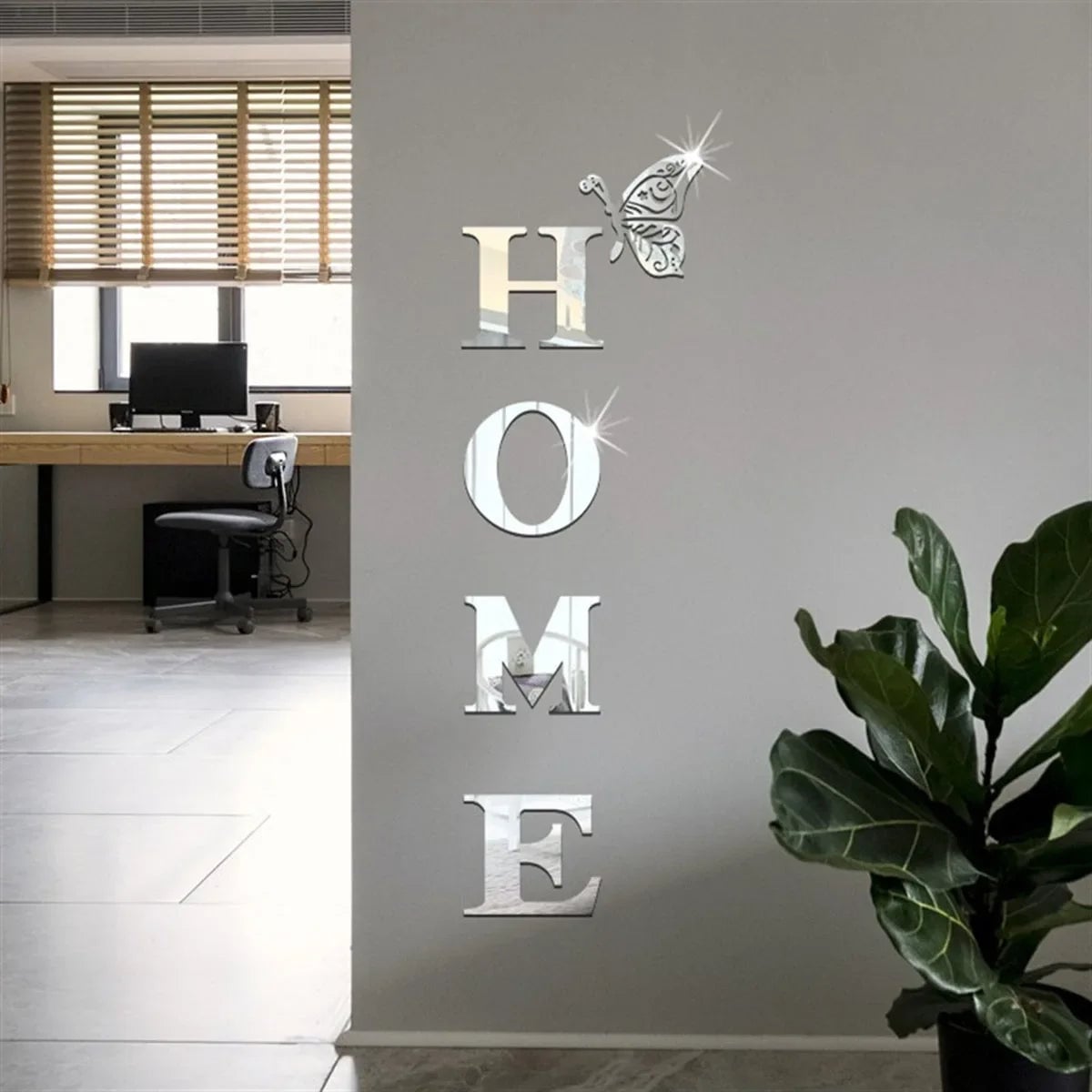 3D Mirror Wall Sticker Acrylic Home Logo Entrance Decor - Reflective