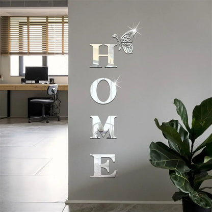 3D Mirror Wall Sticker Acrylic Home Logo Entrance Decor - Reflective