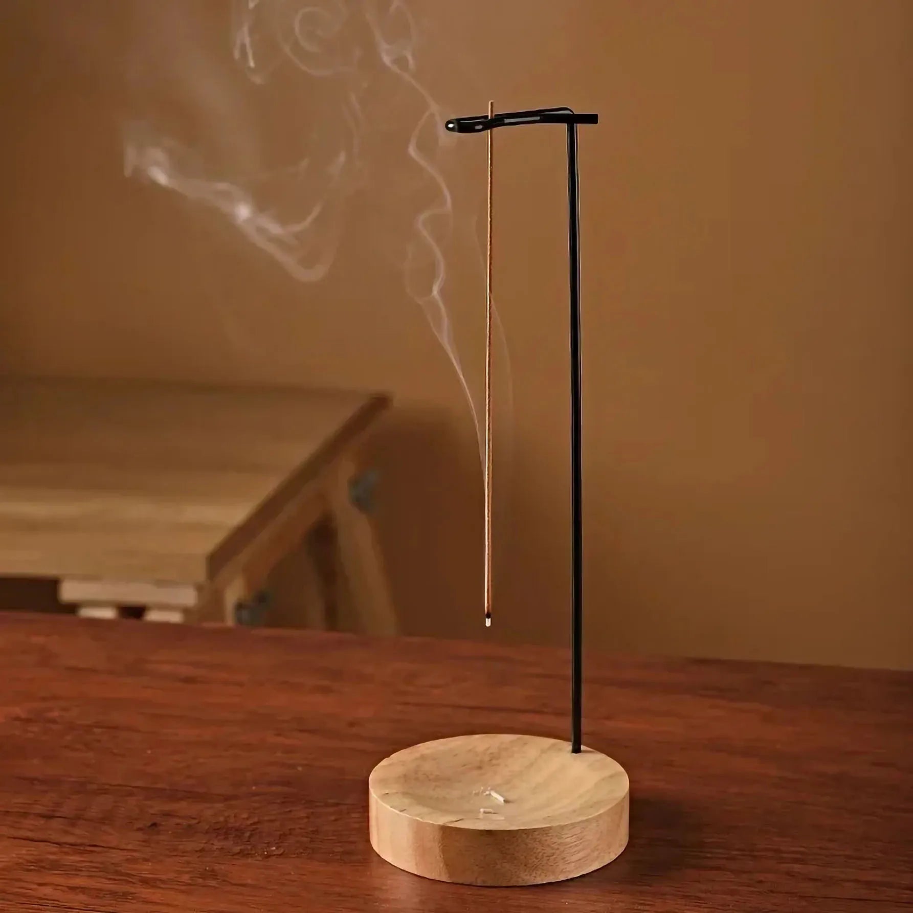 Wooden Round Incense Burner Stick Holder Tray for Home Yoga Decor