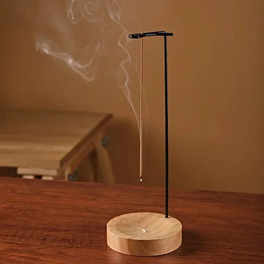 Wooden Round Incense Burner Stick Holder Tray for Home Yoga Decor