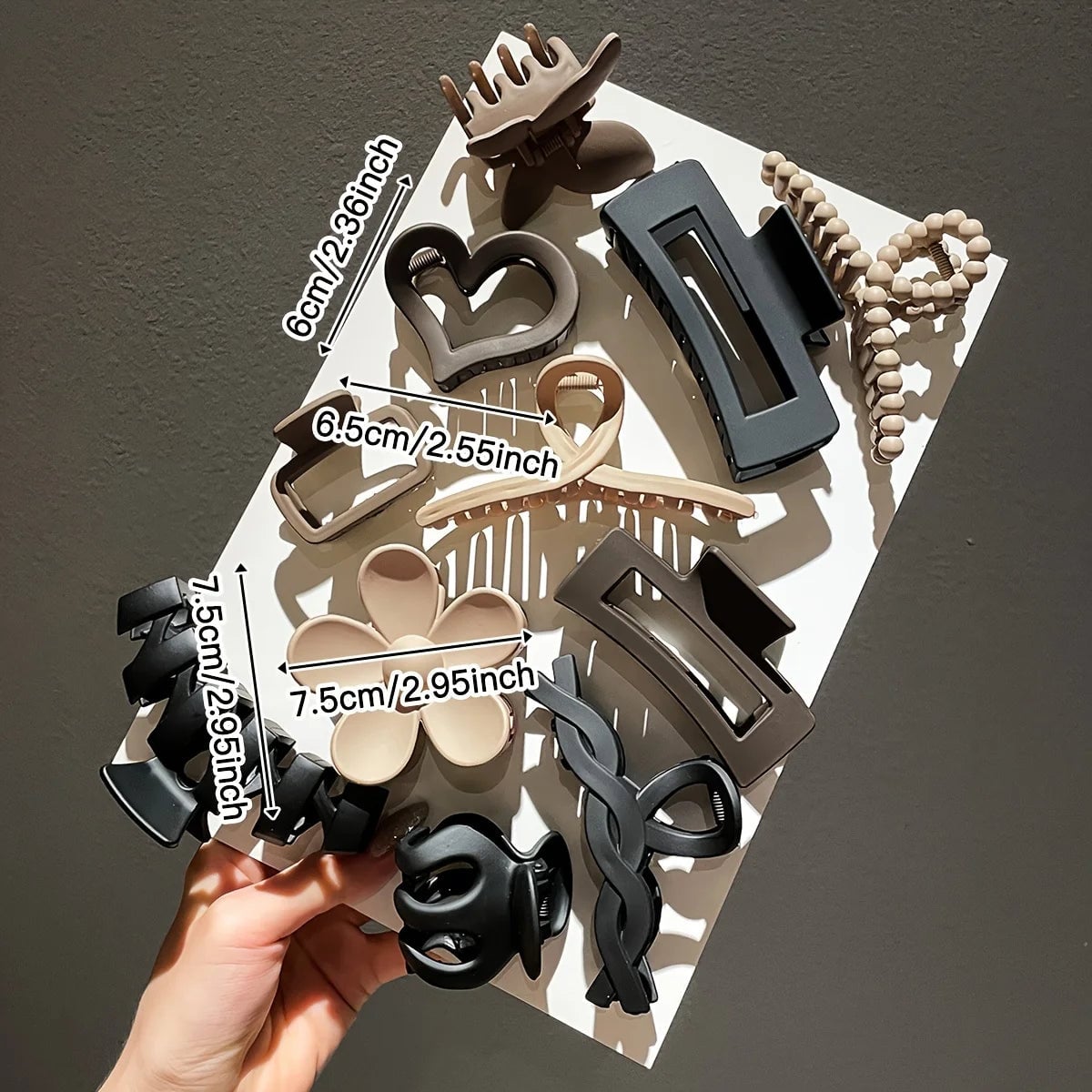 11PCS Frosted Shark Hair Clips Set - Women's Hair Claw Clamps