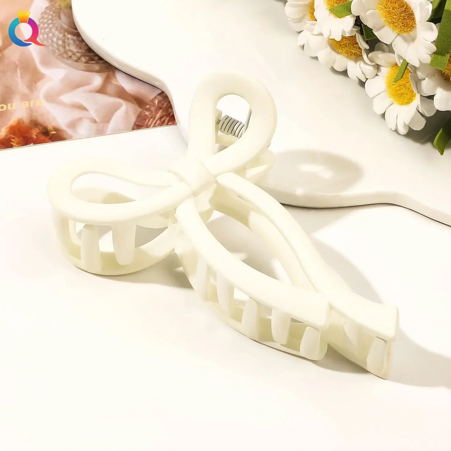 Matte Acrylic Bow Hair Claw Clip - Large Ponytail Crab Hair Clip