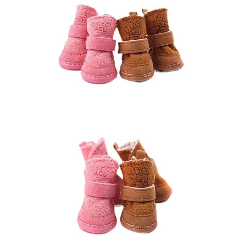4pcs Anti-Slip Dog Shoes Winter Warm Boots Small Medium Dogs