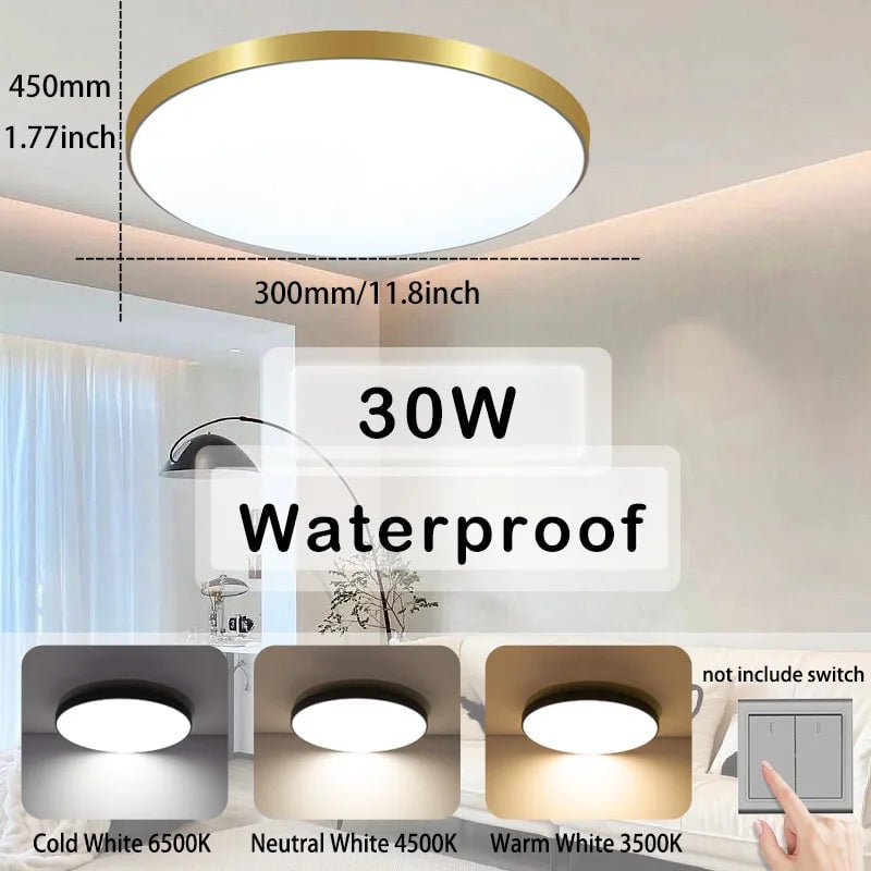18W 30W 40W Waterproof LED Ceiling Light Round Bathroom Kitchen