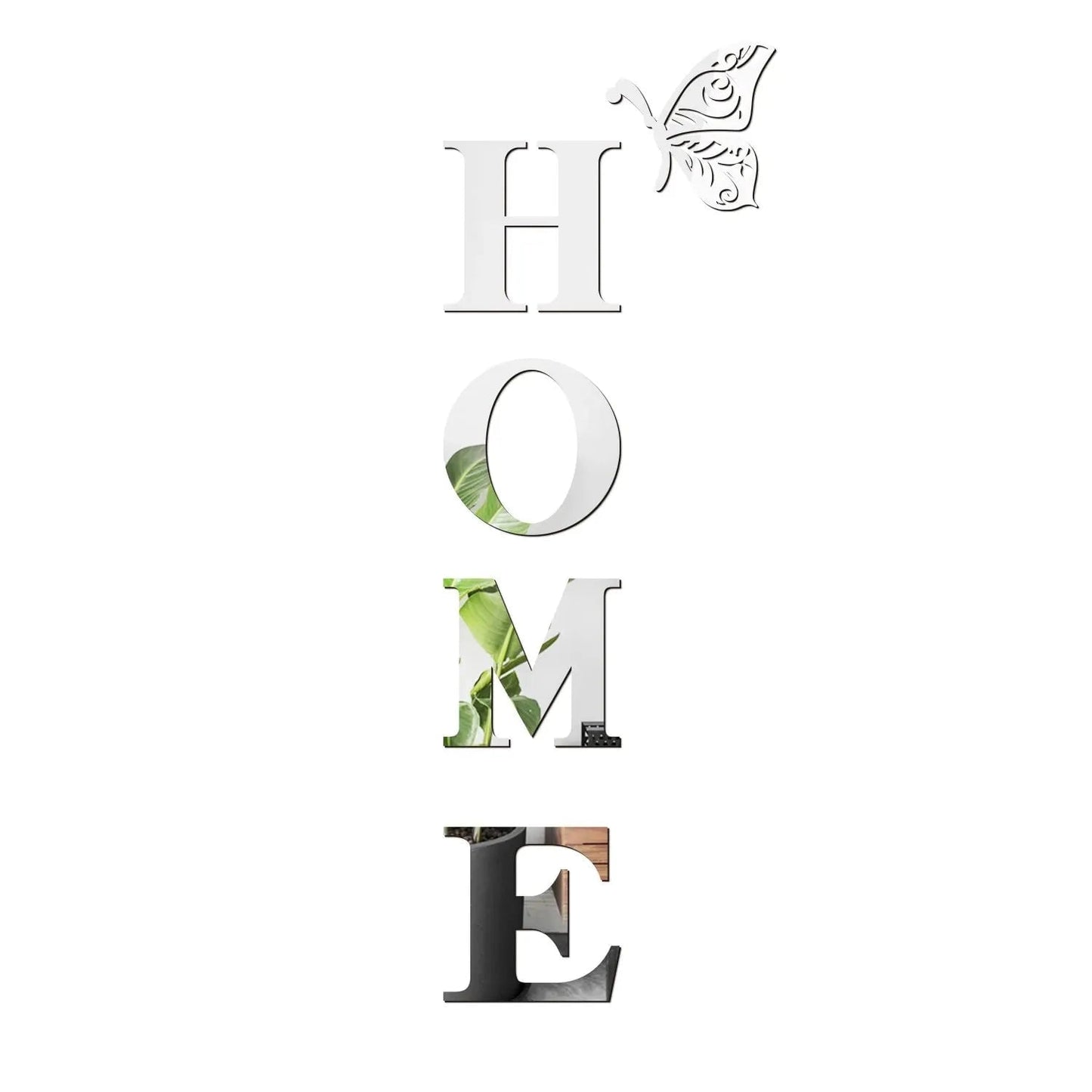 3D Mirror HOME Logo Wall Sticker - Entrance Decoration Decal