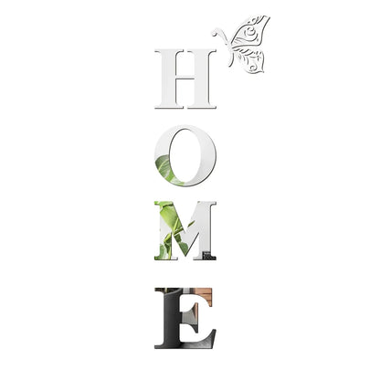 3D Mirror HOME Logo Wall Sticker - Entrance Decoration Decal