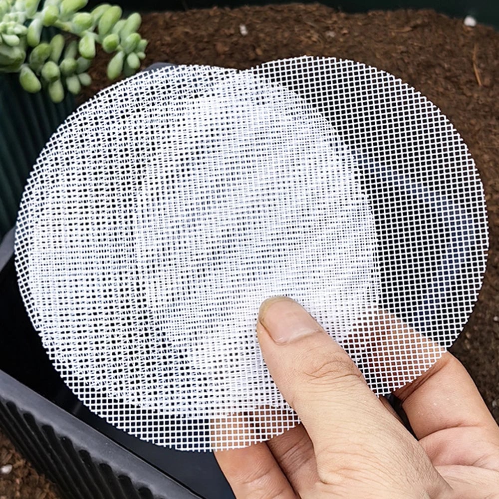 Bonsai Pot Mesh Sheets 100pcs - White Drainage Net Bottom Covers