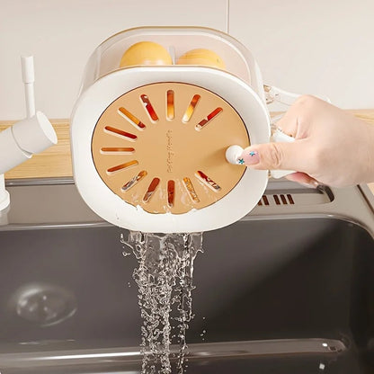 2-in-1 Double Layer Drain Basket with Foldable Handle - Fruit Strainer