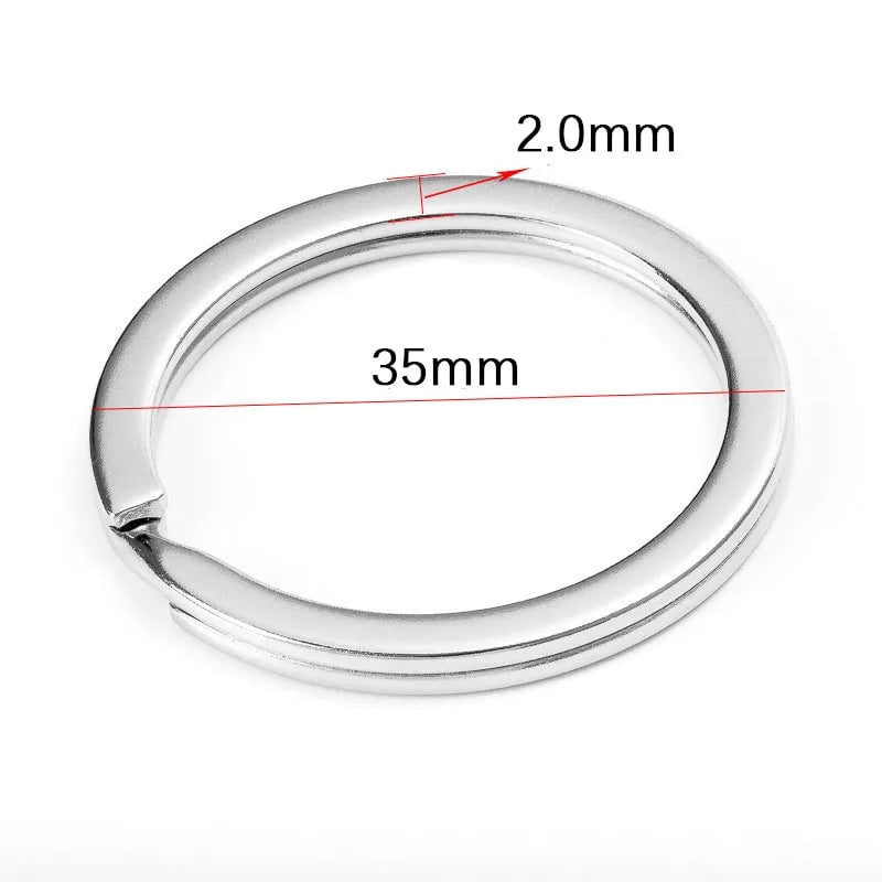 20pcs Stainless Steel Split Key Rings 20-35mm Round Flat Line