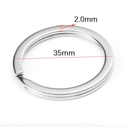 20pcs Stainless Steel Split Key Rings 20-35mm Round Flat Line