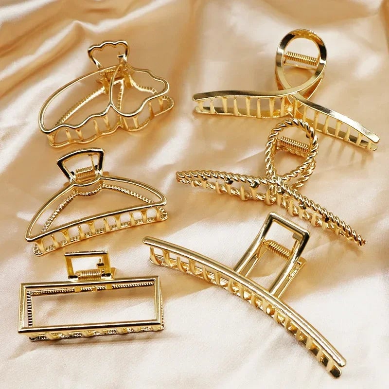 Gold Butterfly Hair Claw Clip - Geometric Design Hair Accessory