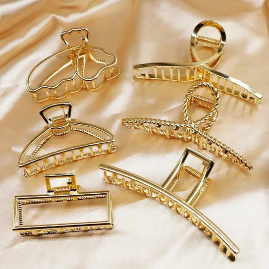 Gold Butterfly Hair Claw Clip - Geometric Design Hair Accessory