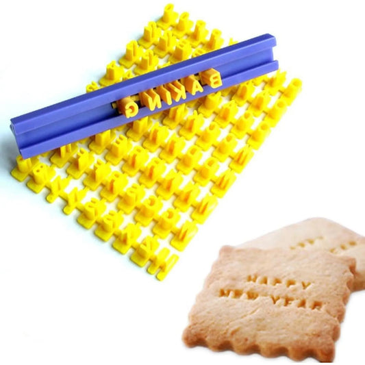 72Pc Alphabet Cookie Stamps Set Letters Numbers Food Safe Baking
