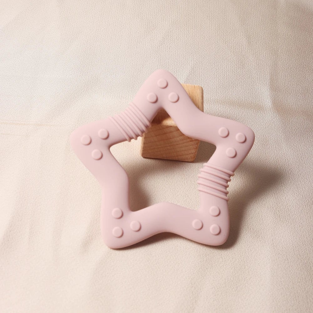 Food Grade Silicone Heart Star Teether - Baby Teething Toy 2024