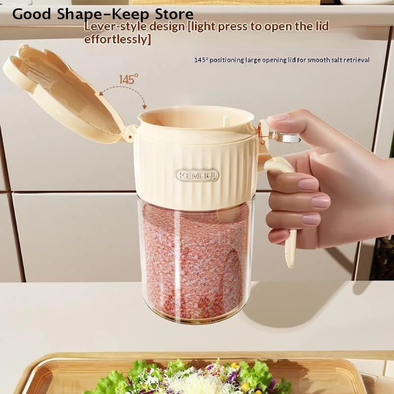 Glass Salt Shaker with Spoon - Moisture-Proof Seasoning Storage Jar