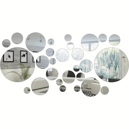 32Pcs 3D Round Acrylic Mirror Wall Stickers DIY Home Decor