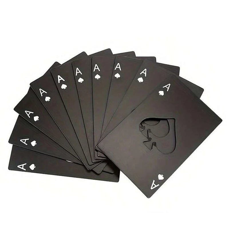 Stainless Steel Credit Card Bottle Opener - Spades Design