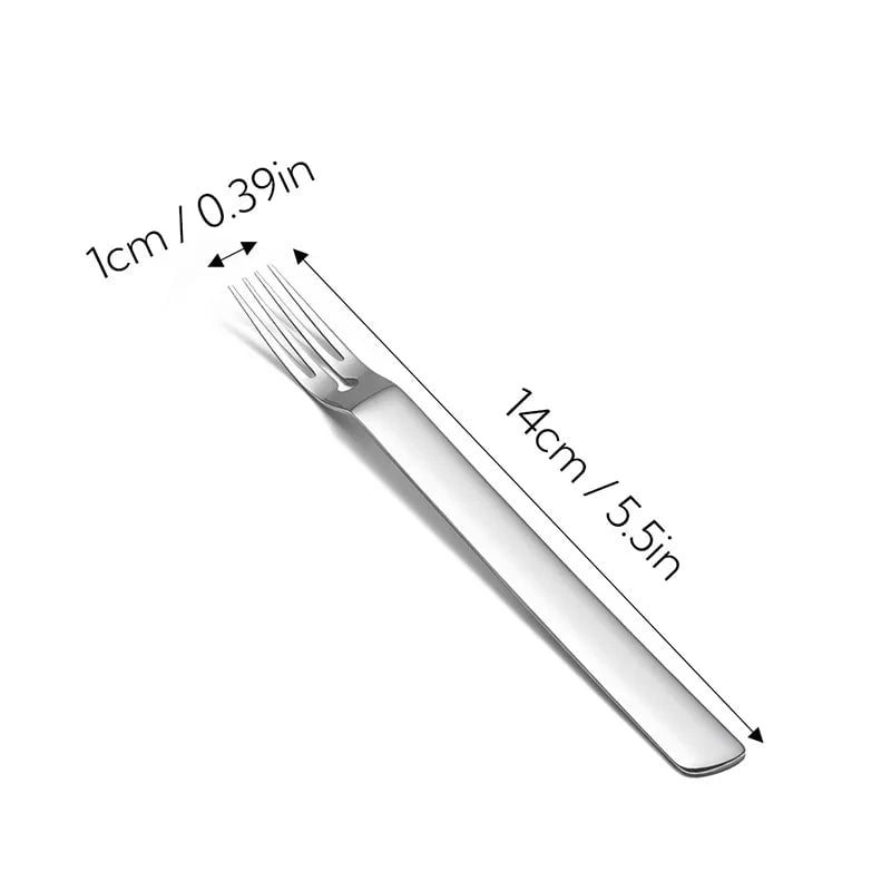 Stainless Steel Fruit Forks Set of 6 with Holder - Small Dessert