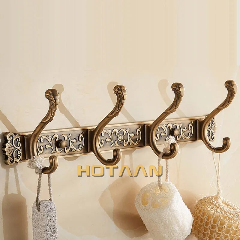 Antique Brass Wall Mount Robe Hook Towel Holder YT-3012