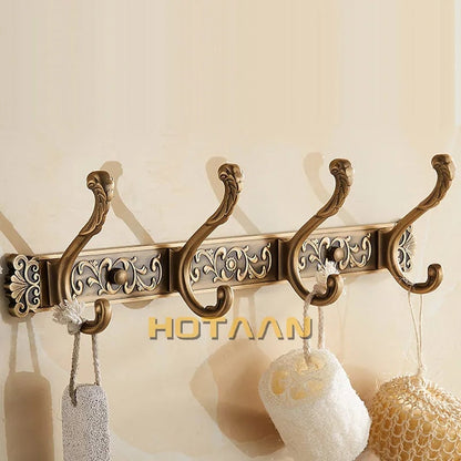 Antique Brass Wall Mount Robe Hook Towel Holder YT-3012