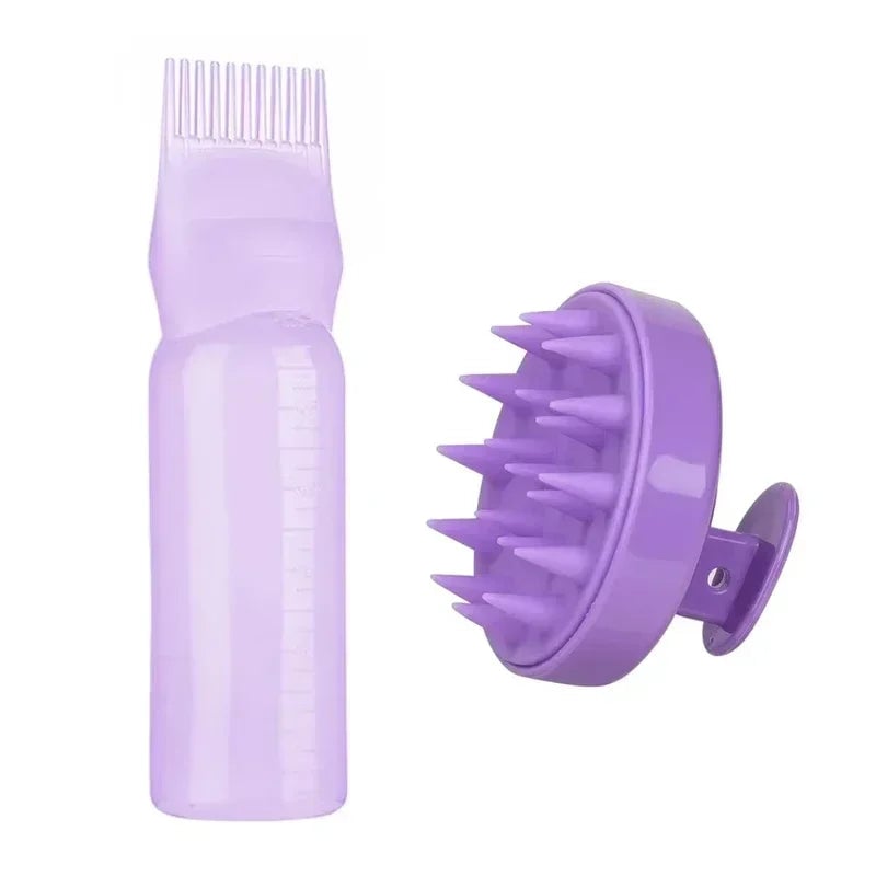 Silicone Scalp Massage Brush Hair Dye Applicator Bottle Salon Tool
