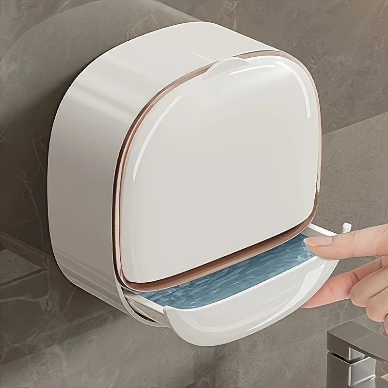 Premium Soap Holder with Lid - No Drill Wall Mount for Shower Bath