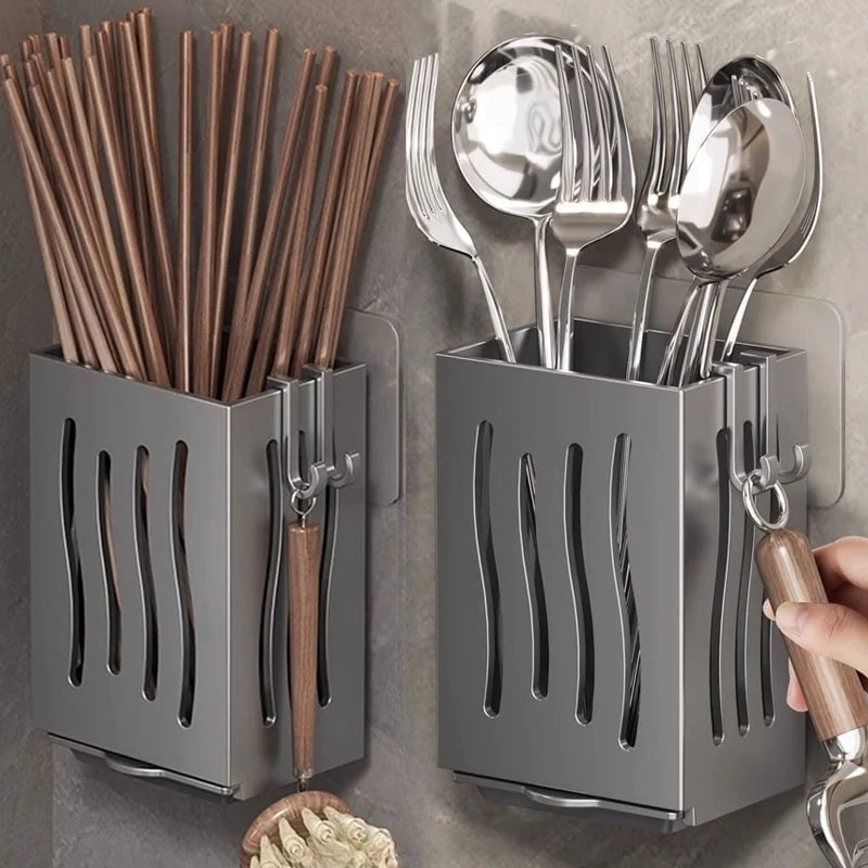 Multifunctional Cutlery Drainer Basket - Spoon Fork Chopsticks Storage