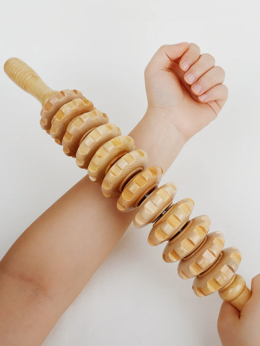 Wood Therapy Roller Gear Stick - Cellulite Lymphatic Drainage Tool