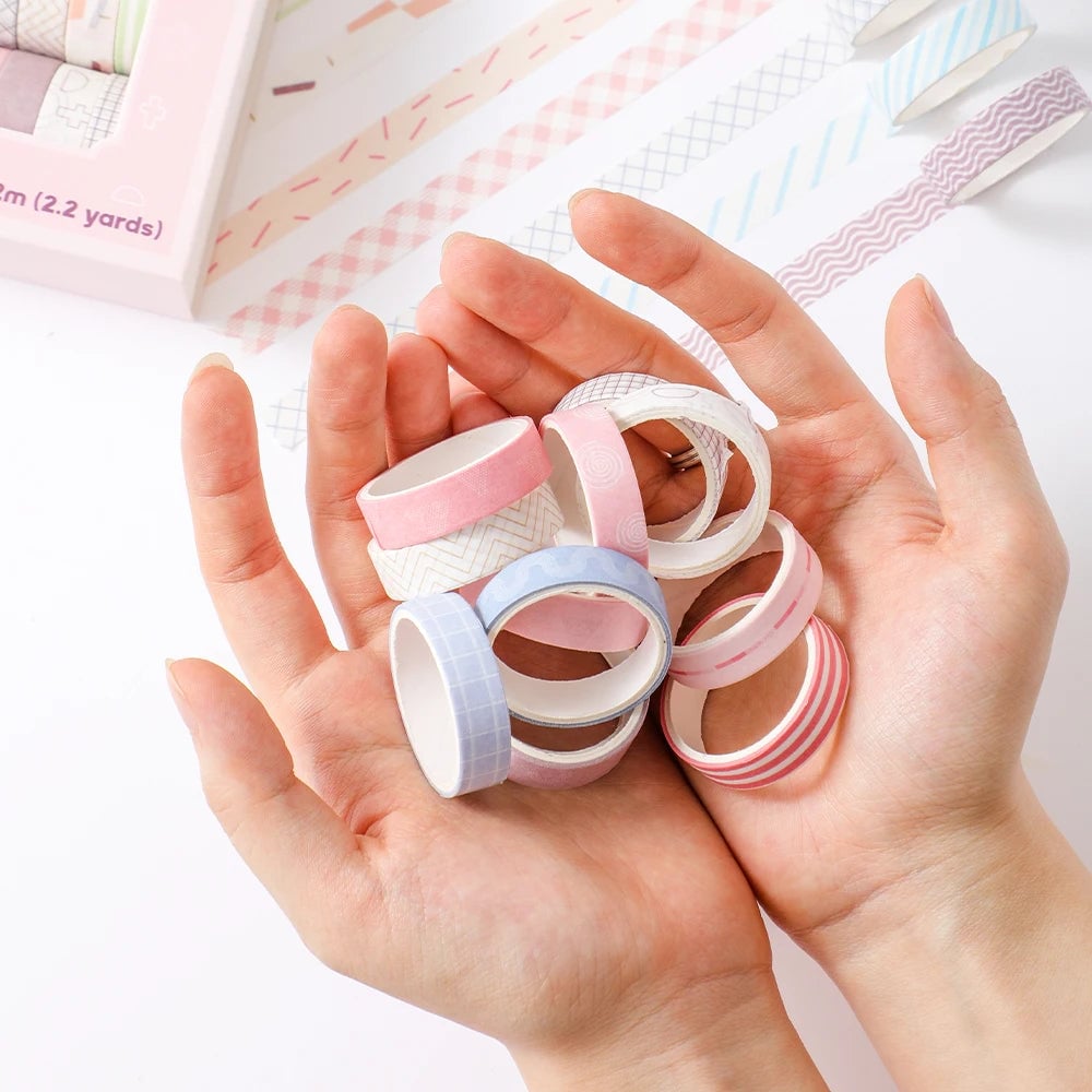 20 Rolls Thin Washi Tape Set - Simple Masking Tape for DIY Crafts