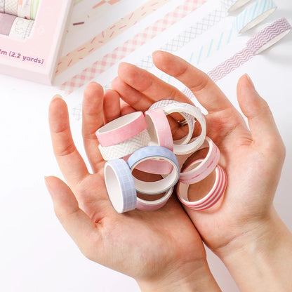20 Rolls Thin Washi Tape Set - Simple Masking Tape for DIY Crafts