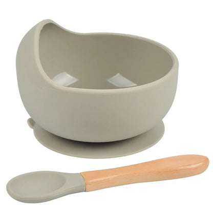 2PC Silicone Baby Feeding Bowl Set with Training Spoon - Non-Slip