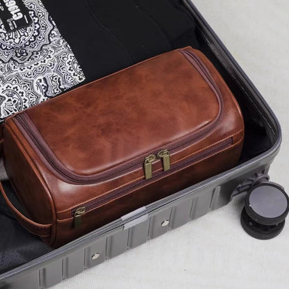 Large Hanging Leather Toiletry Bag - Travel Dopp Kit Men Women
