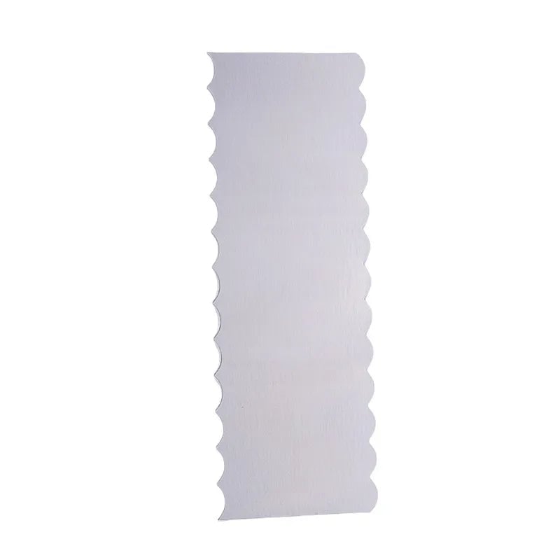 Stainless Steel Double-Sided Cake Scraper - Smooth & Textured Edges