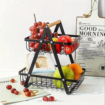 3-Tier Wire Mesh Fruit Storage Basket - Portable Kitchen Organizer