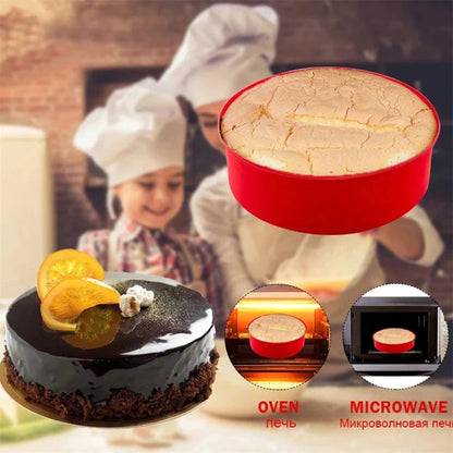 Silicone Cake Mold Set 4/6/8inch Round Nonstick Baking Pans Reusable