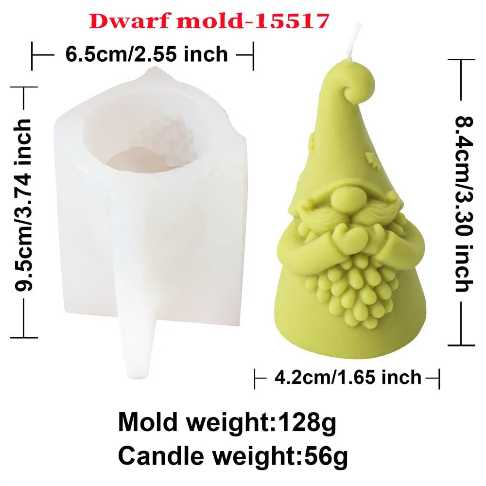 3D Silicone Dwarf Candle Mold - Christmas Plaster Resin Crafting Tool