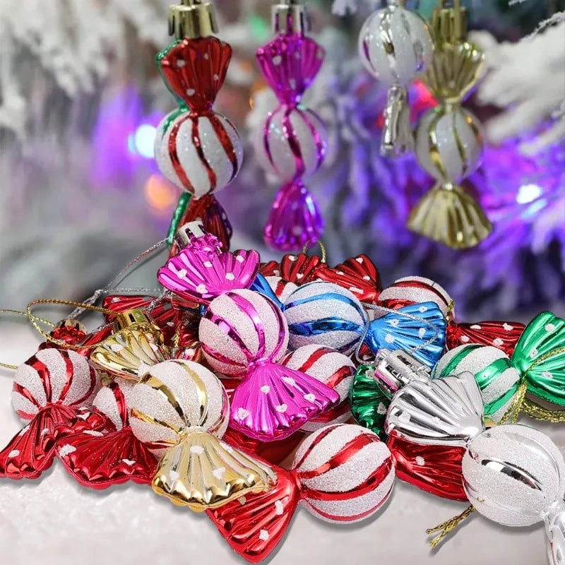 Christmas Tree Decorations Set - Snowmen, Faceless Santa, Houses