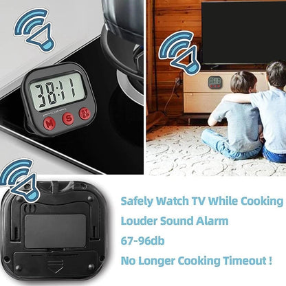 Digital Kitchen Timer Magnetic LCD Display Countdown Stopwatch Clock