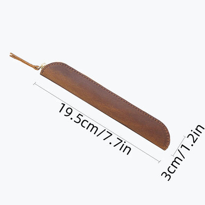 Handmade Cowhide Leather Single Pen Case Travel Protective Sheath