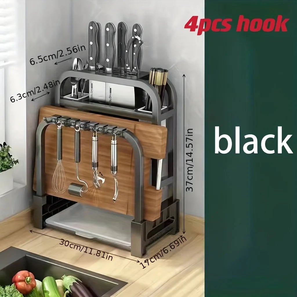 Stainless Steel Knife Holder & Cutting Board Storage Rack
