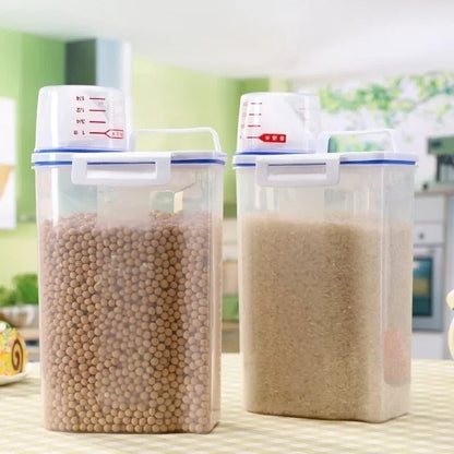 Transparent PP Food Storage Container with Measuring Cup - Rice Cereal
