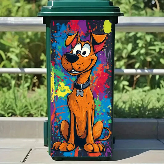 Waterproof Cartoon Dog Rubbish Bin Stickers - Removable Vinyl Decals