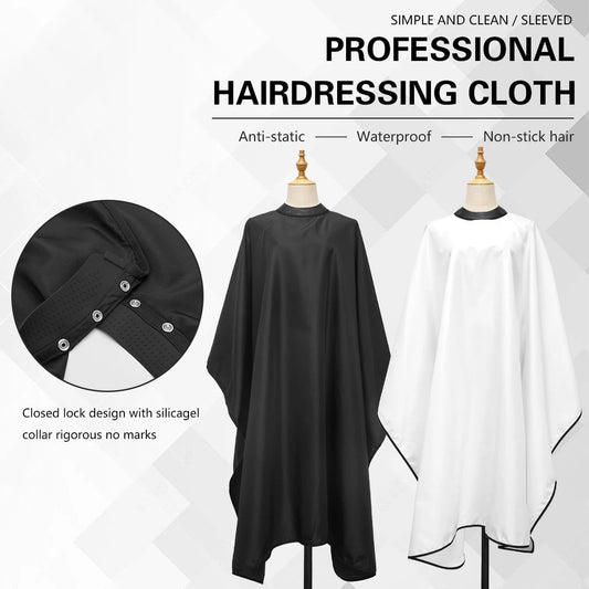 Waterproof Silicone Neckline Hairdressing Cape Black Barber Gown