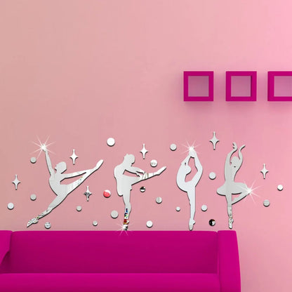 3D Acrylic Mirror Ballet Girls Wall Sticker Dance Room Decor 60067